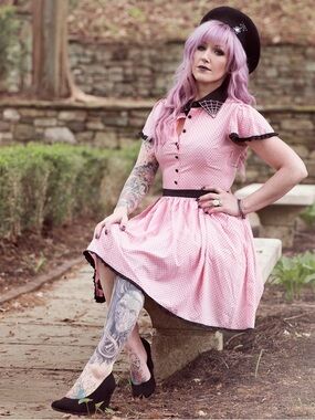 NWOT- Sourpuss Spiderweb Lydia Dress Pink